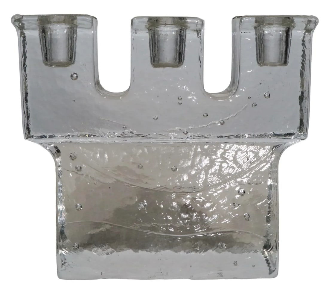 Pr. Three Light Glass Candlesticks by Sarpaneva for Iittala C. 1970's - 8
