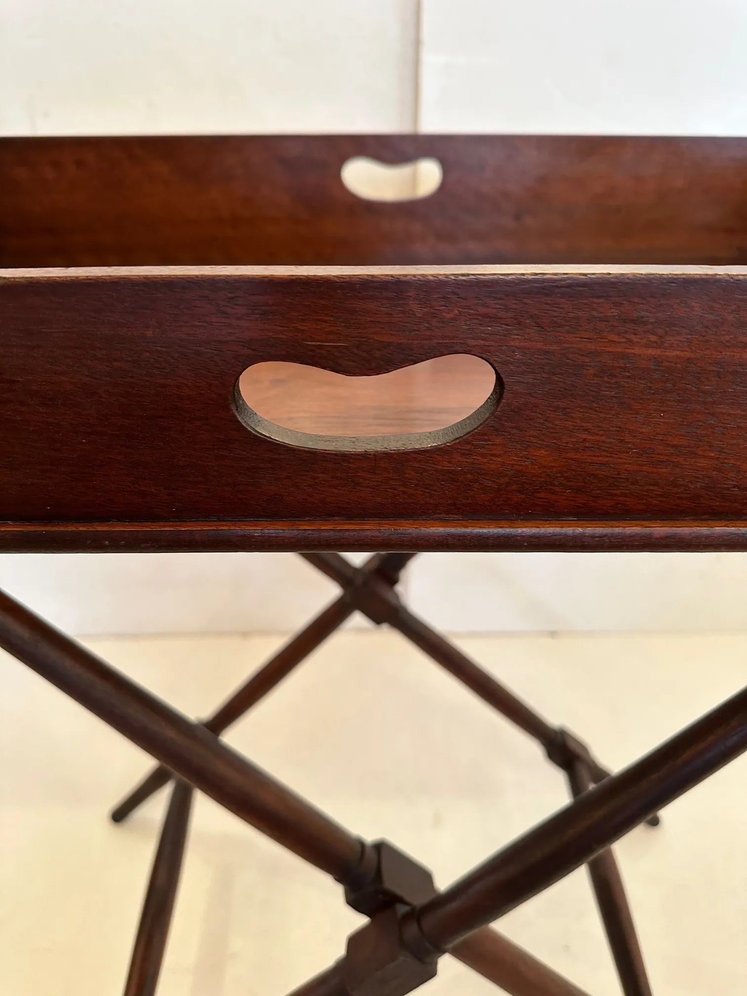 Mahogany Butlers Tray Table on Folding Stand - 2