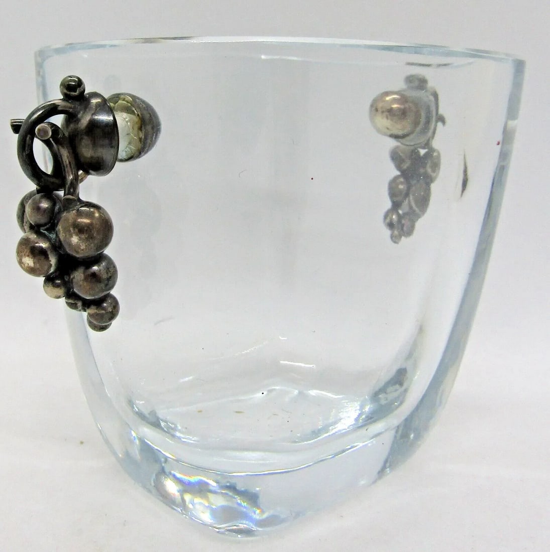 Pair Mid-Century Modern Strombergshyttan Danish Glass Vases Grape Cluster Handles - 4