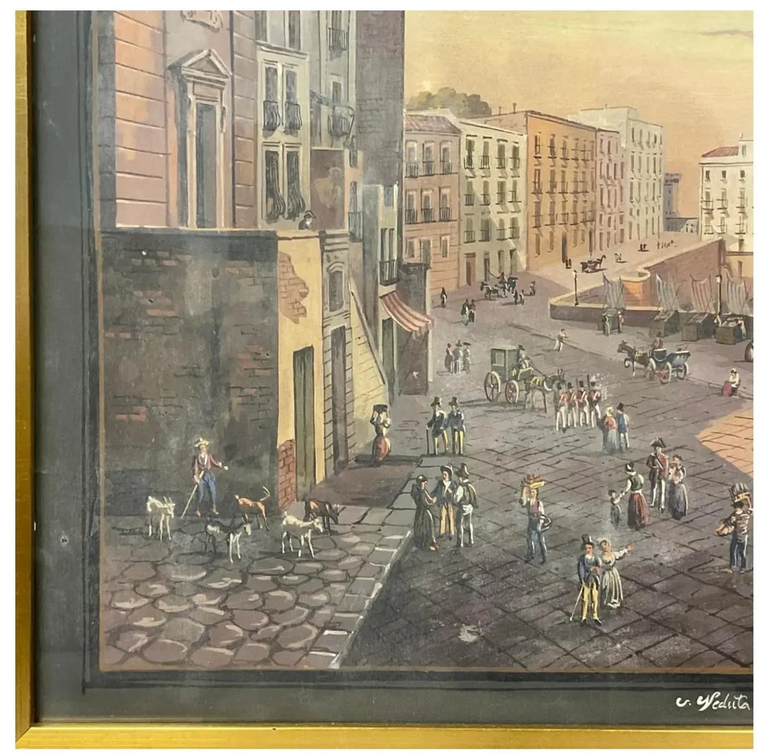 Pair of Italian 19th Century Neapolitan Gouaches - 7
