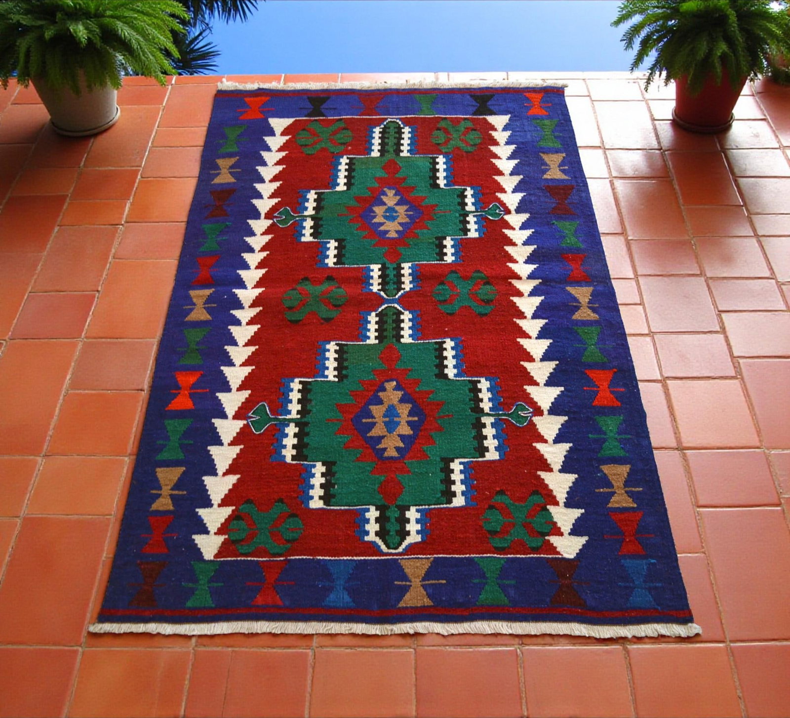 1970s Hand Woven Turkish Oushak Kilim Rug - 3"²4"³ × 5"²3"³ - 3