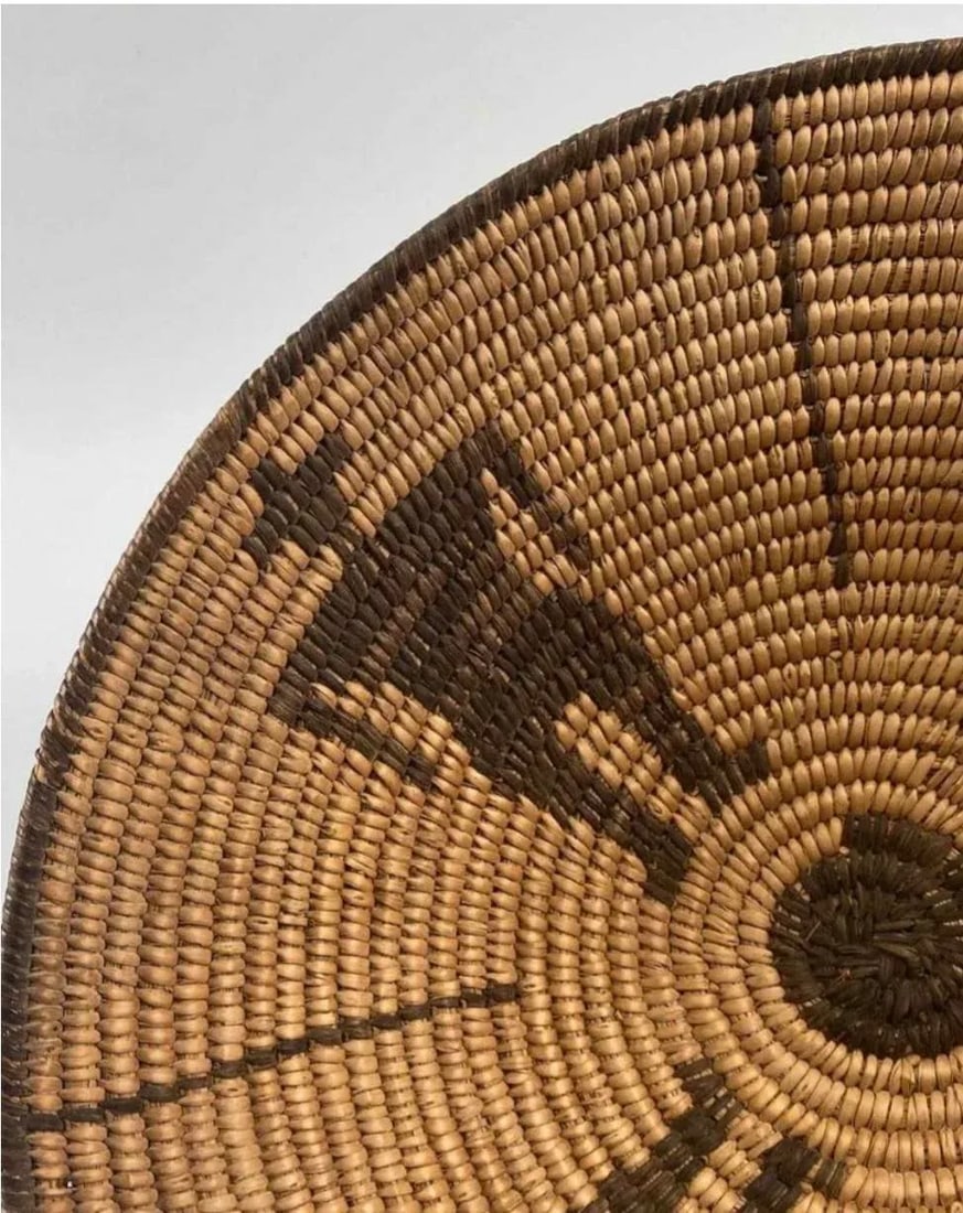 Native American Style Basket With Geometric Figural Motif - 5