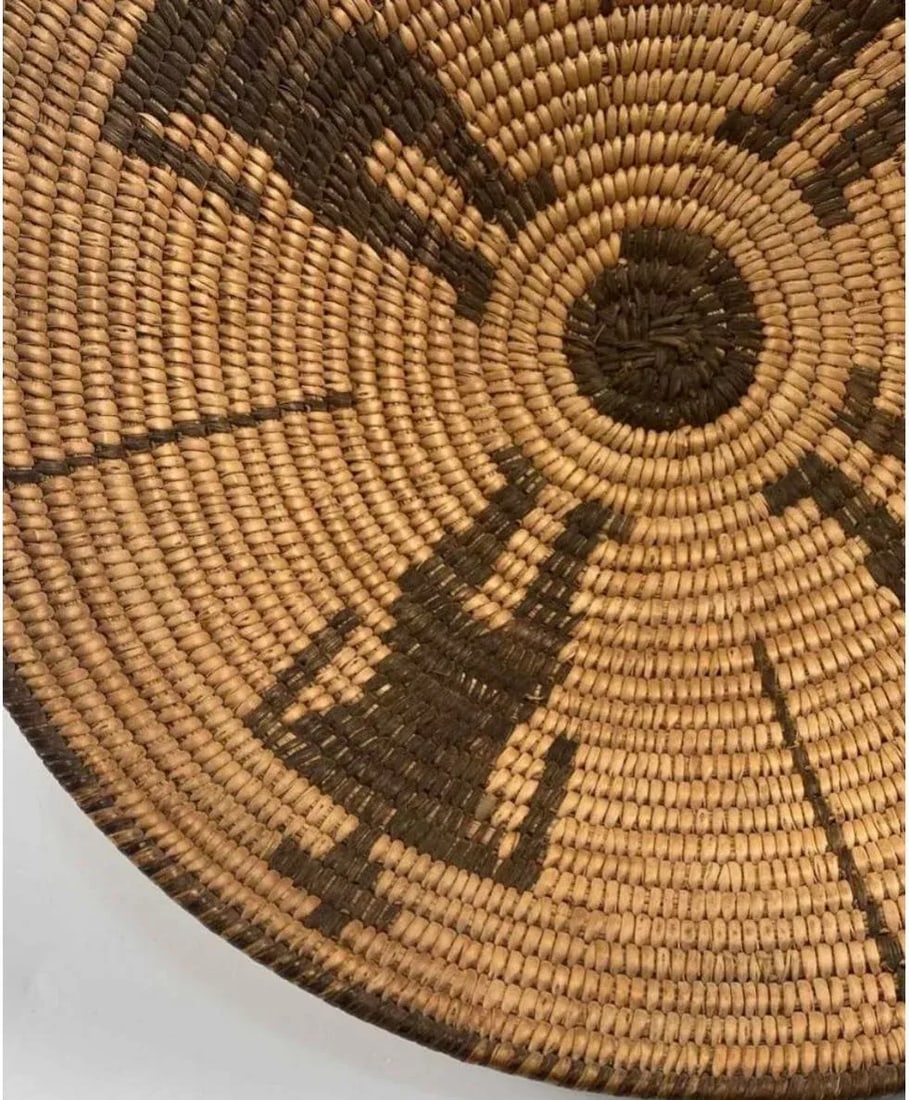 Native American Style Basket With Geometric Figural Motif - 6