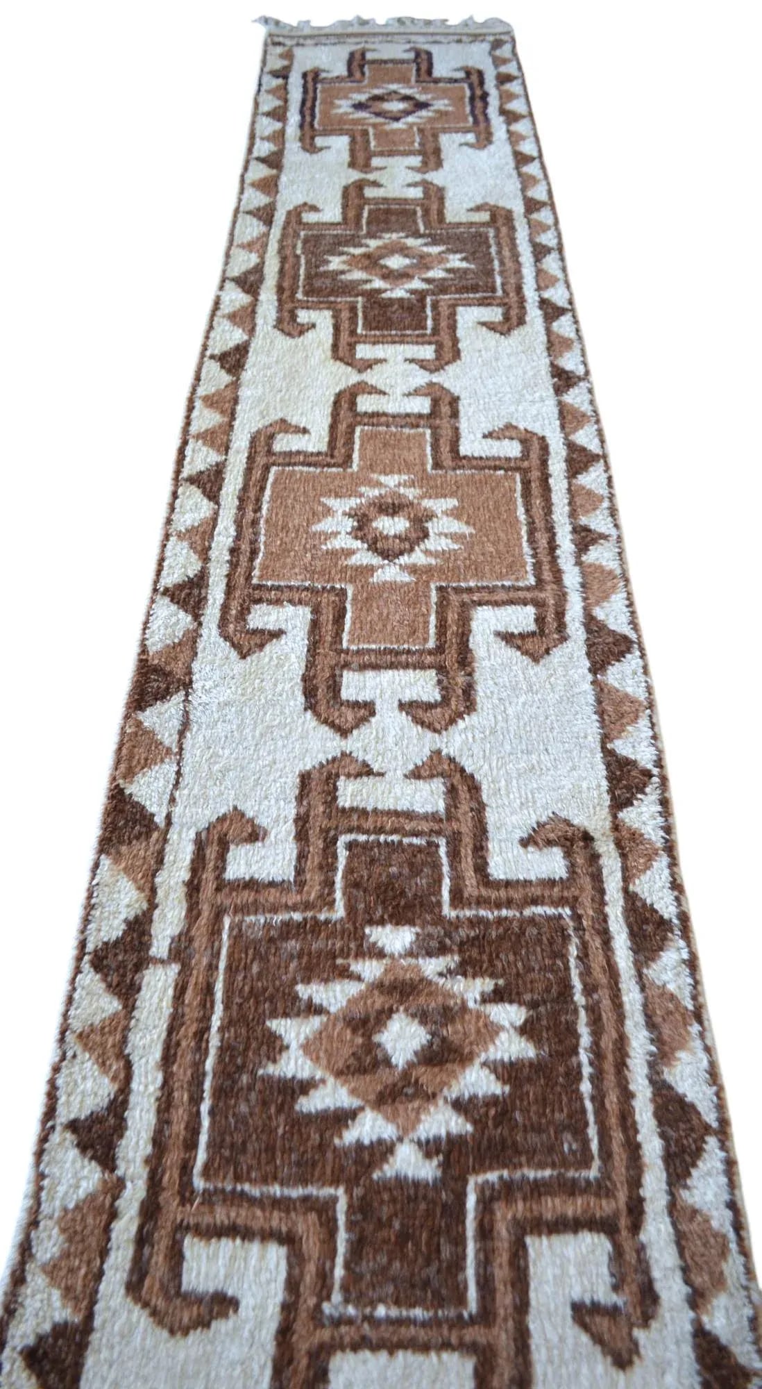 1970s Hand-Knotted Kurdish Runner Undyed Wool Rug - 2"²9"³ × 13"²10"³ - 6