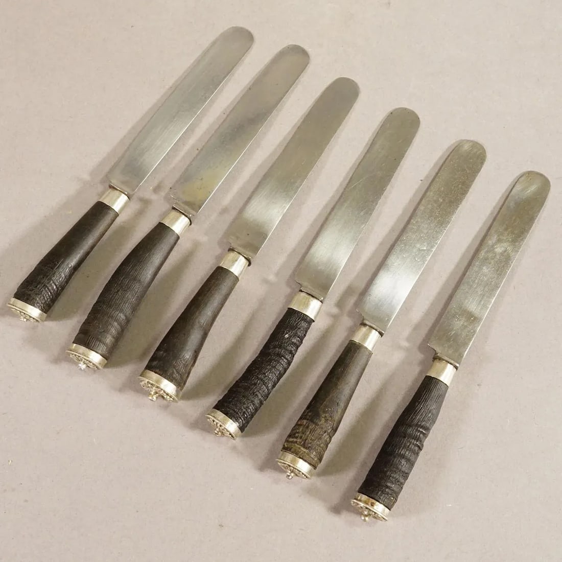 Antique Set of Rustic Hunters Cutlery With Chamois Horn Handles - 3