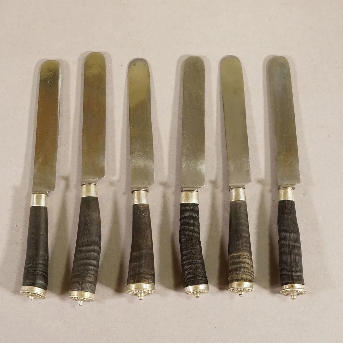 Antique Set of Rustic Hunters Cutlery With Chamois Horn Handles - 5