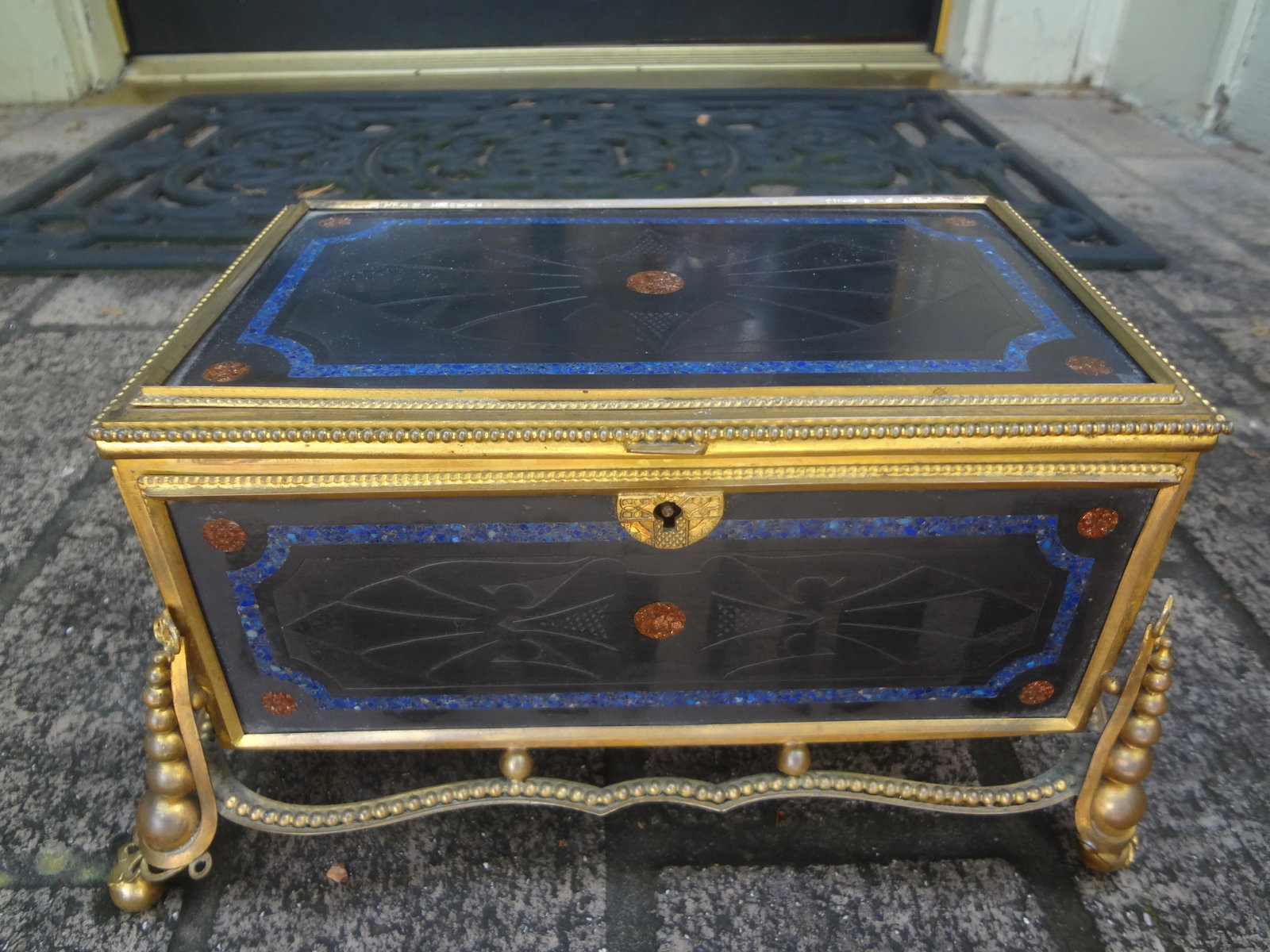19th Century French Bronze Box With Semi Precious Stones - 3