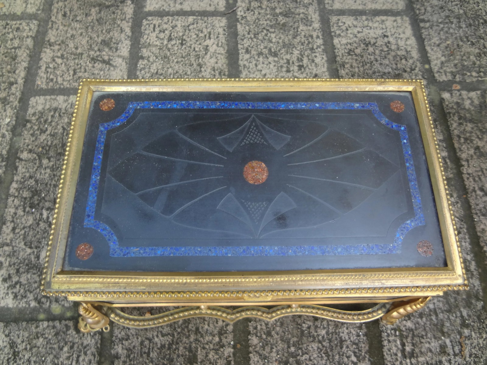 19th Century French Bronze Box With Semi Precious Stones - 4