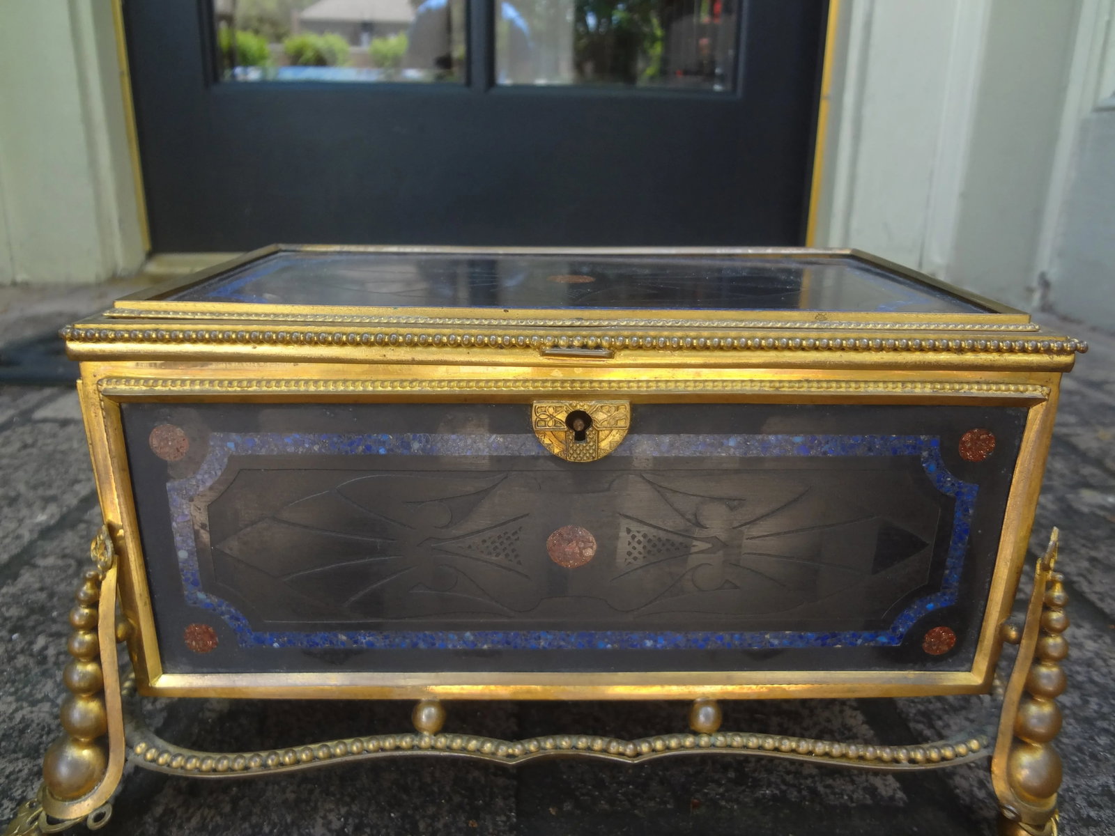 19th Century French Bronze Box With Semi Precious Stones - 5