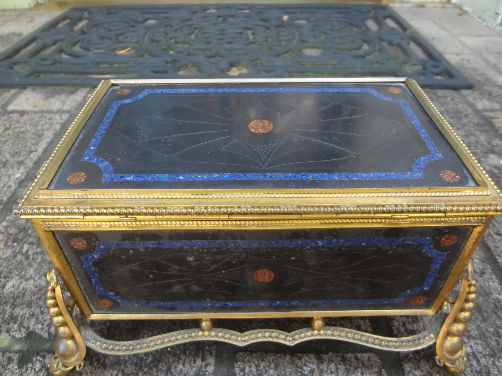 19th Century French Bronze Box With Semi Precious Stones - 8