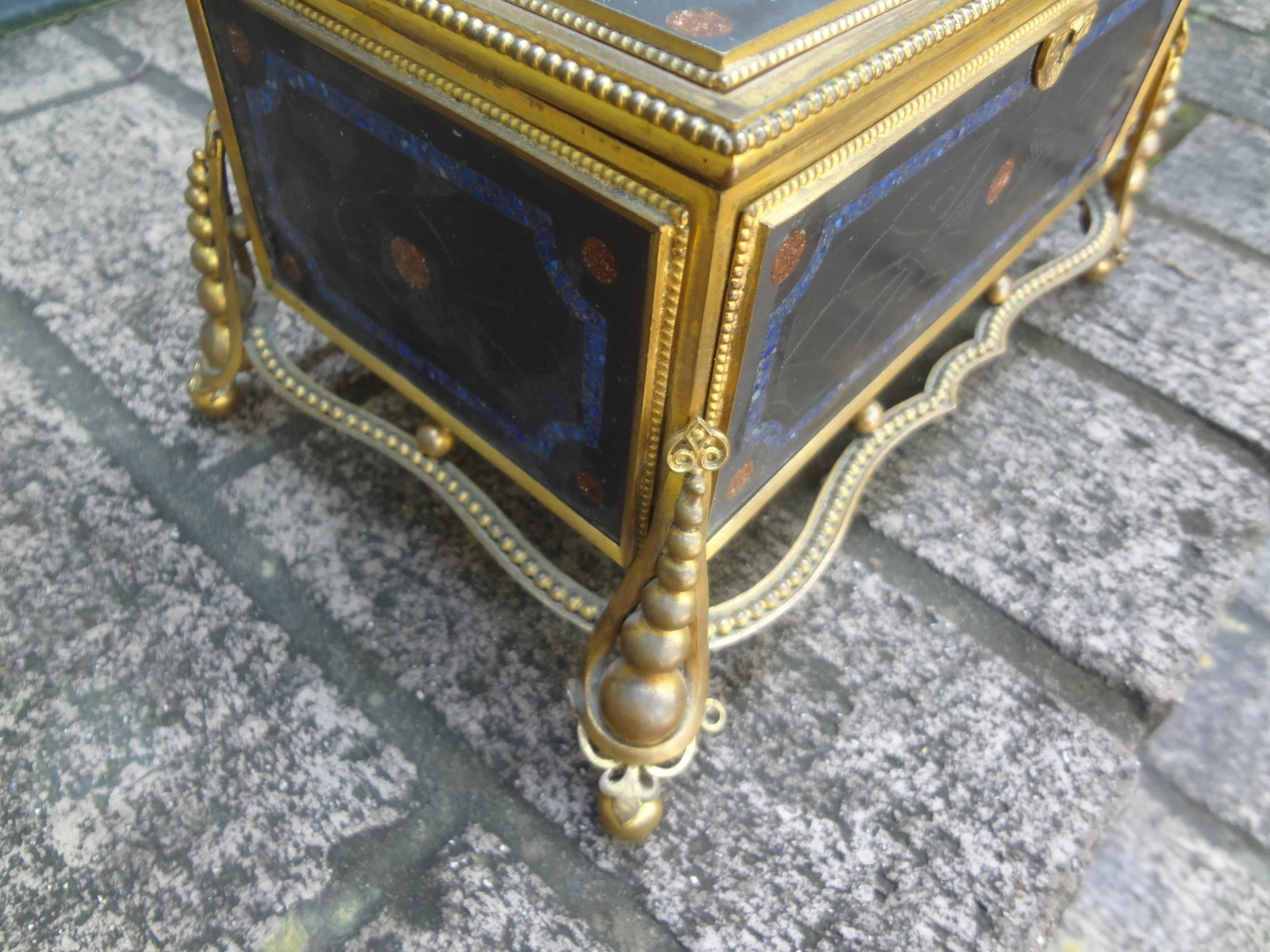 19th Century French Bronze Box With Semi Precious Stones - 9