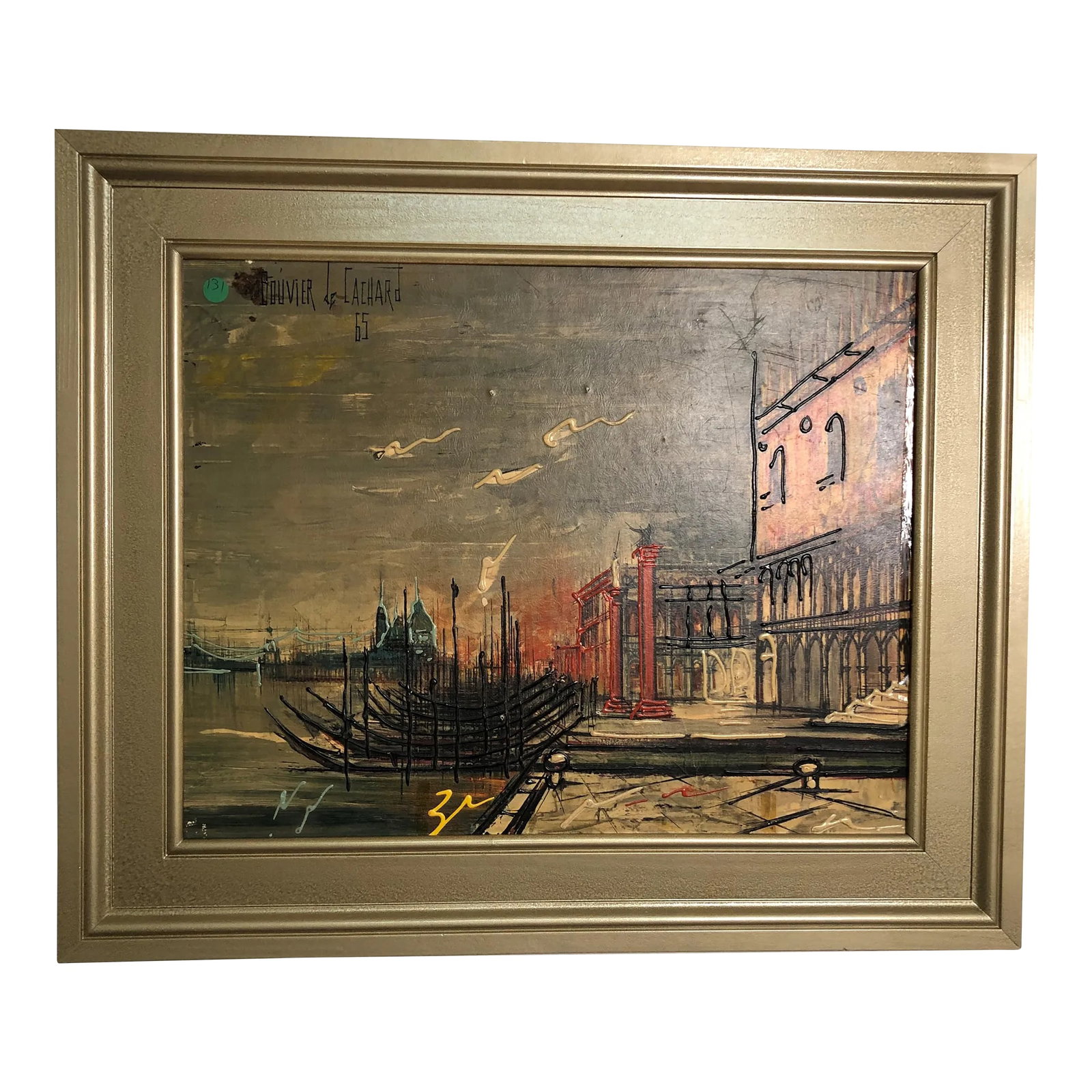 Original Multimedia Painting 1965 Signed on the Top, Framed: Original Multimedia Painting, 1965, Signed on the Top - 29" x 24" Condition: Alterations: Unknown Imperfections: Some Imperfections Condition Notes: Good Condition. See pictures for more details.