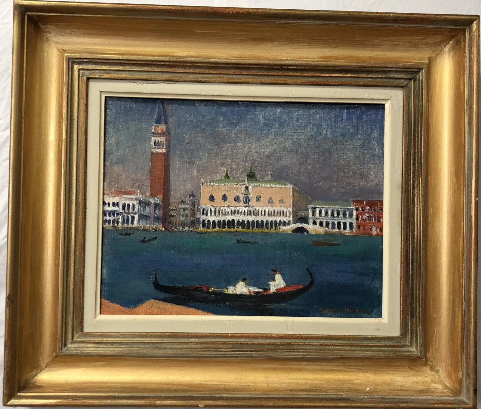 Early 20th Century Venise Original Oil Painting Signed at the Bottom, Framed - 3