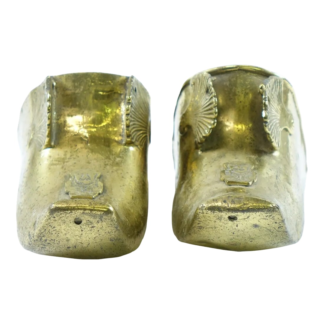Early 20th Century Decorative Brass Shoes - A Pair: Decorative Brass Shoes. Made in the Early 20th Century - 10" x 4" x 5" Condition: Alterations: Unknown Imperfections: Some Imperfections Condition Notes: Good Condition. See pictures for more
