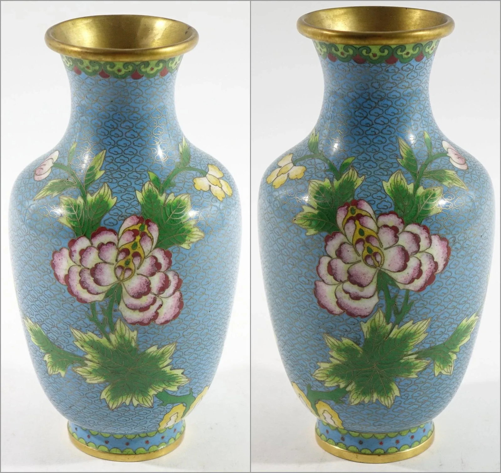 A Pair of Antique Chinese Cloisonne Vases - - 12