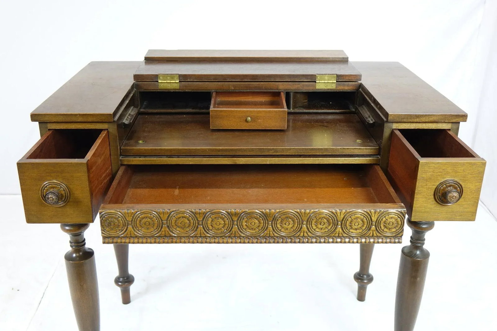 Early 20th Century Interesting Solid Mahogany Colonial Desk - 7
