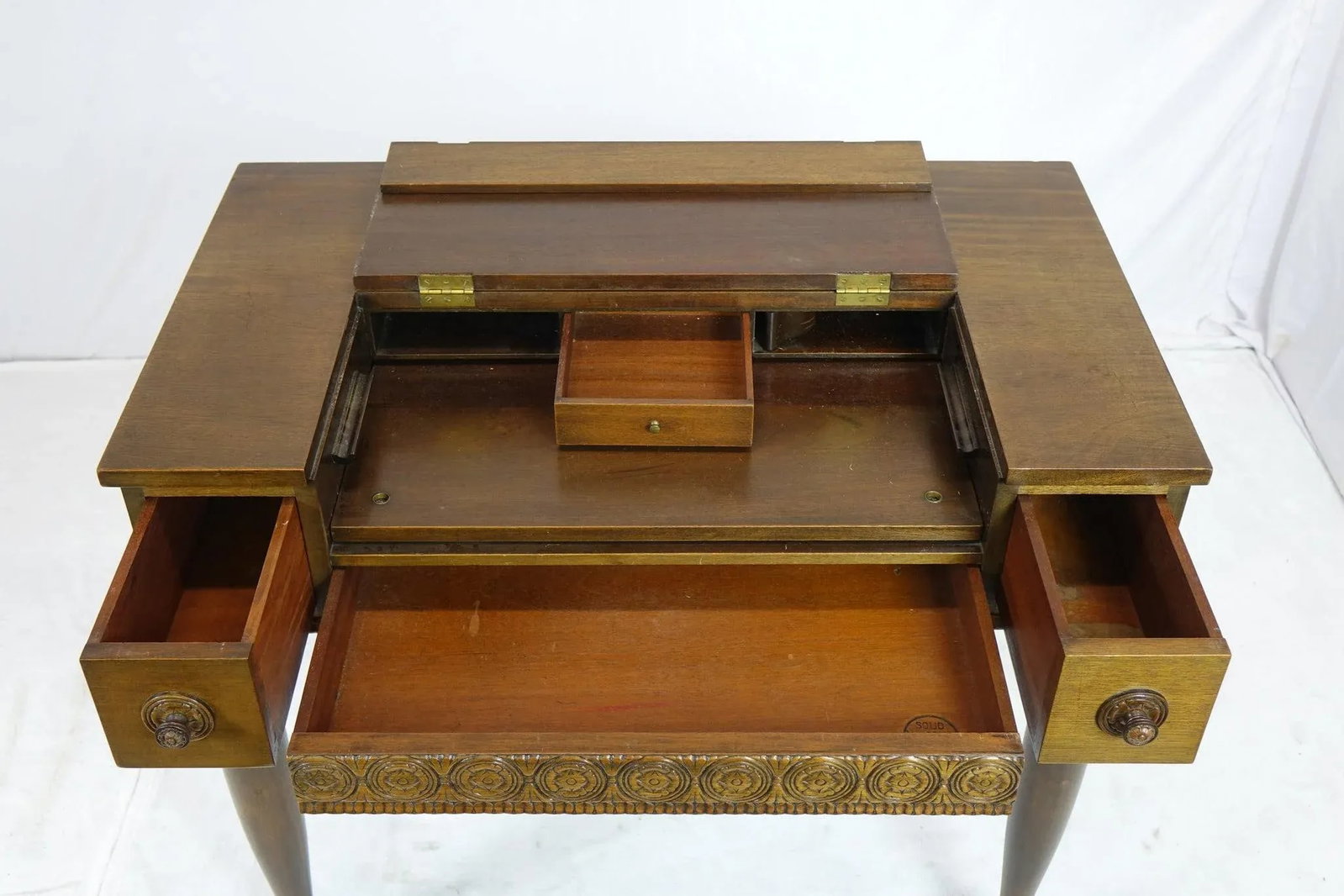 Early 20th Century Interesting Solid Mahogany Colonial Desk - 8