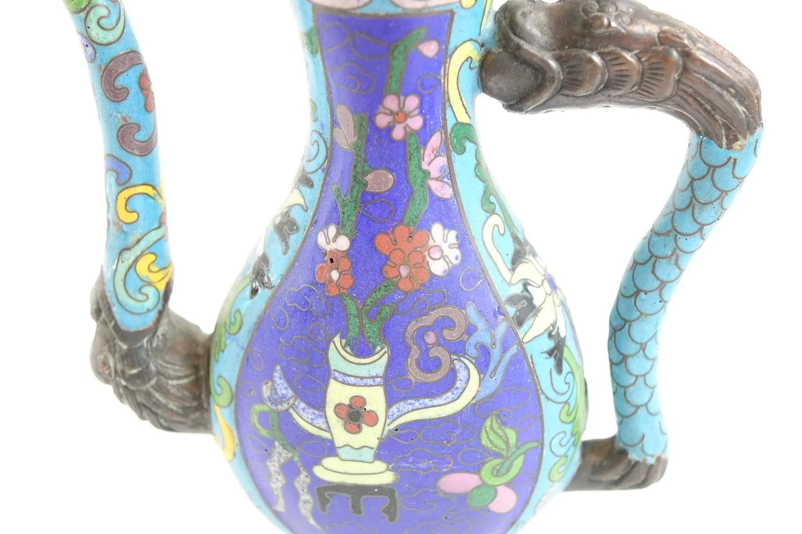Antique Chinese Cloisonne Decorative Teapot - 2