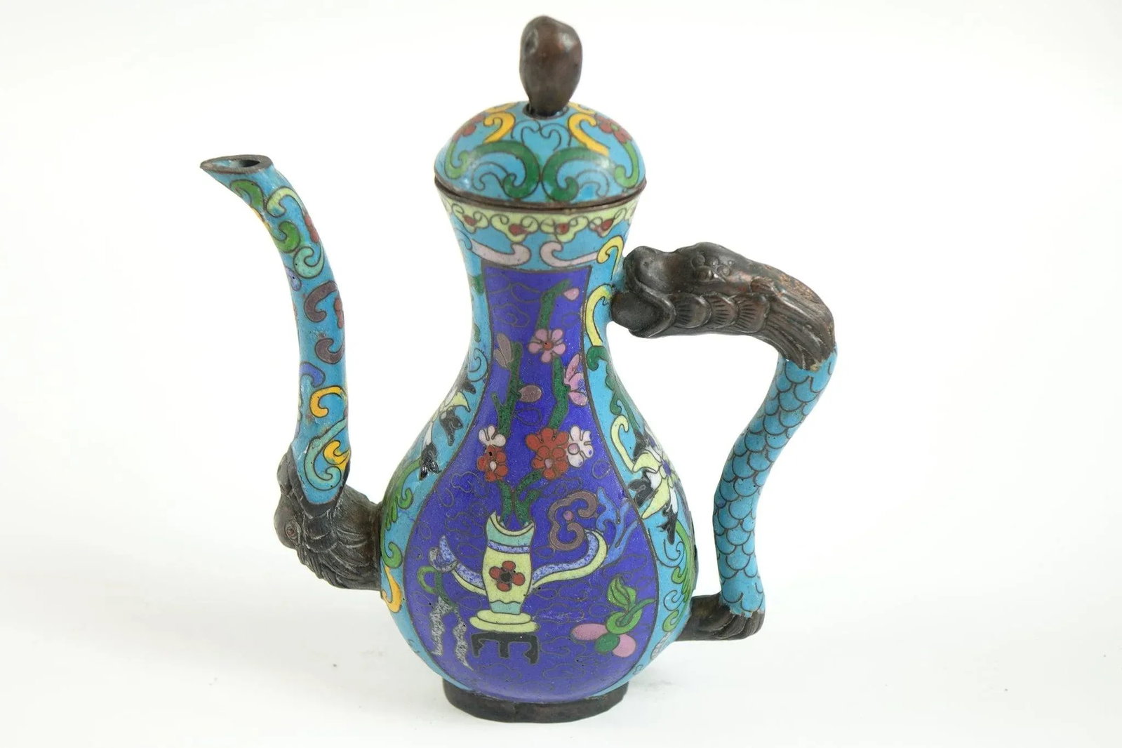 Antique Chinese Cloisonne Decorative Teapot - 5