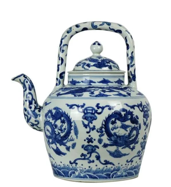 Large Chinese Porcelain Teapot with Marking on the Bottom - 2
