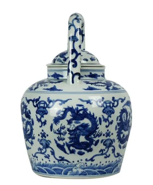 Large Chinese Porcelain Teapot with Marking on the Bottom - 3