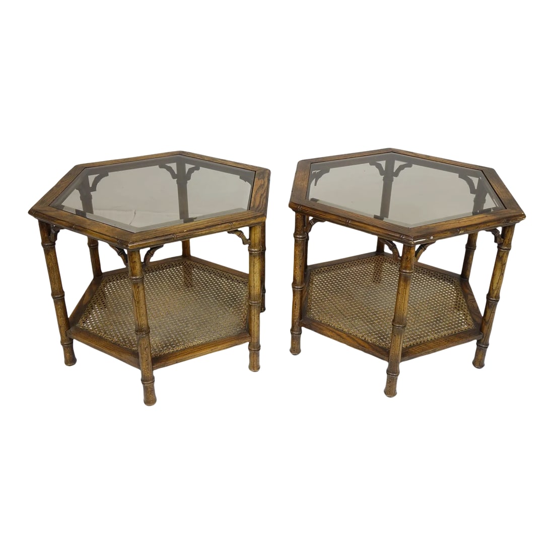 Mid 20th Century Octagon Tables - A Pair: Octagon Tables - A Pair Wood is stained a rich, dark brown Table has bamboo style legs Unique shape Condition: Alterations: Unknown Imperfections: Some Imperfections Condition Notes: Good overall cond