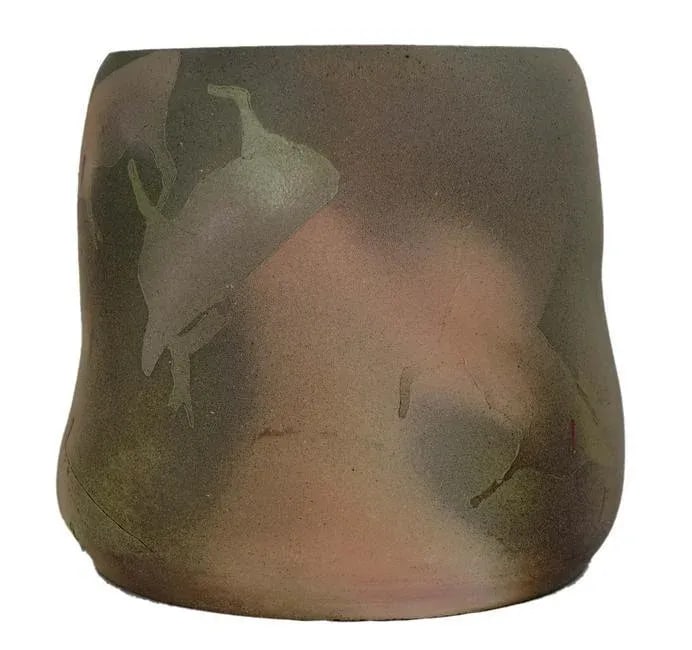 1980s Native American Style Fire Clay Large Jar With Cover - 2
