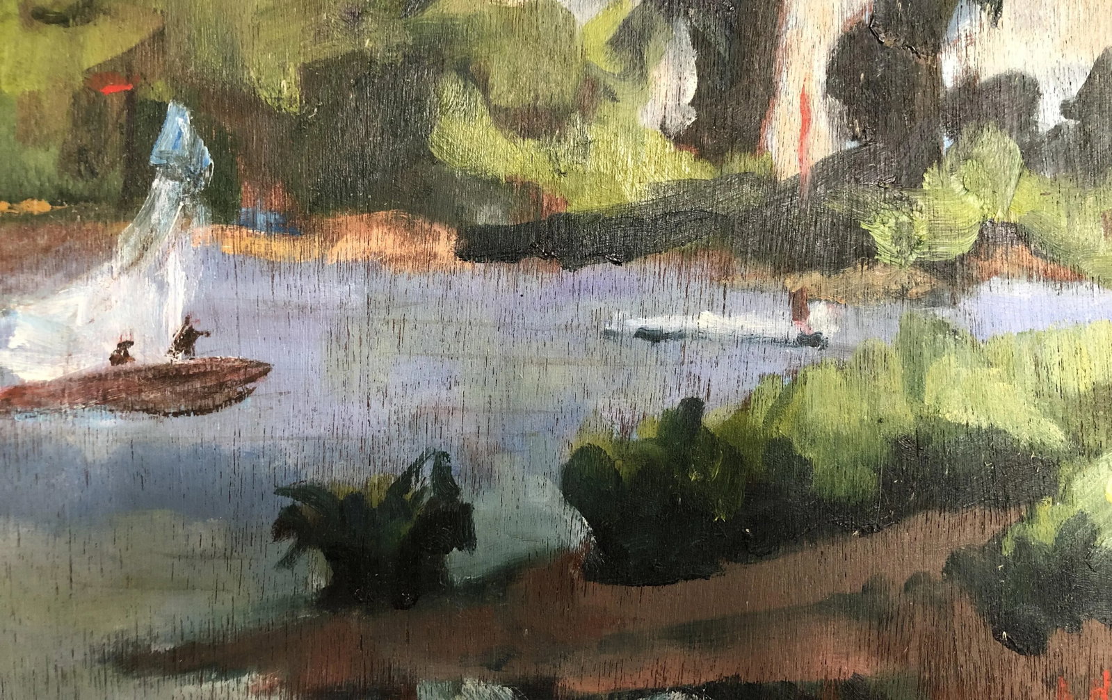 Early 20th Century The River Oil Painting on Board Signed at the Bottom, Framed - 2