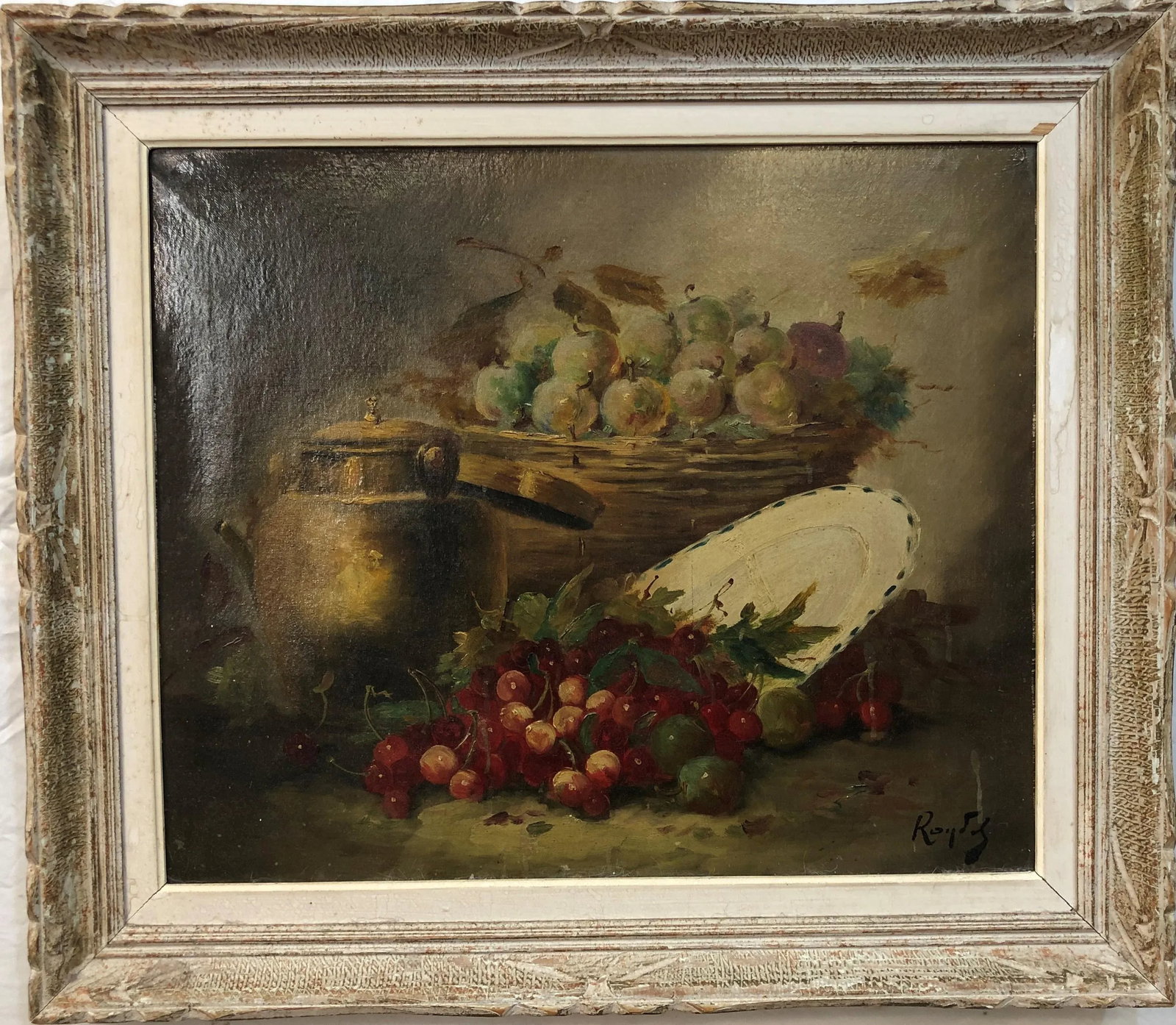 18th Century Still Life Oil on Canvas Signed on the Bottom, Framed - 4