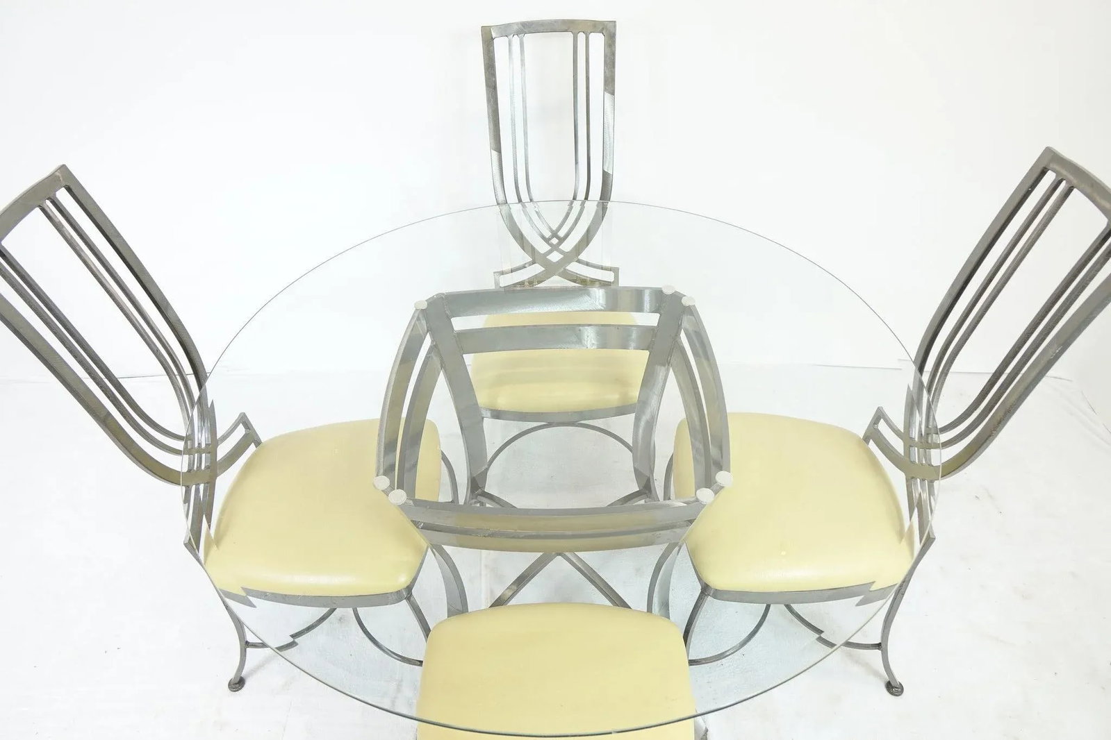 1990s Modern Metal and Glass Table and 4 Chairs - Set of 5 - 8