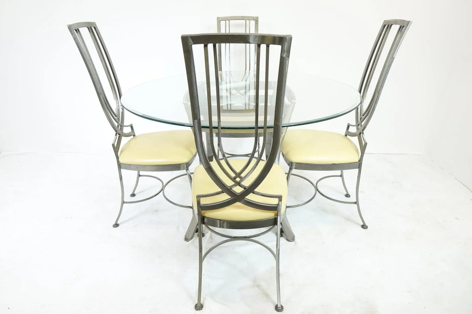 1990s Modern Metal and Glass Table and 4 Chairs - Set of 5 - 9