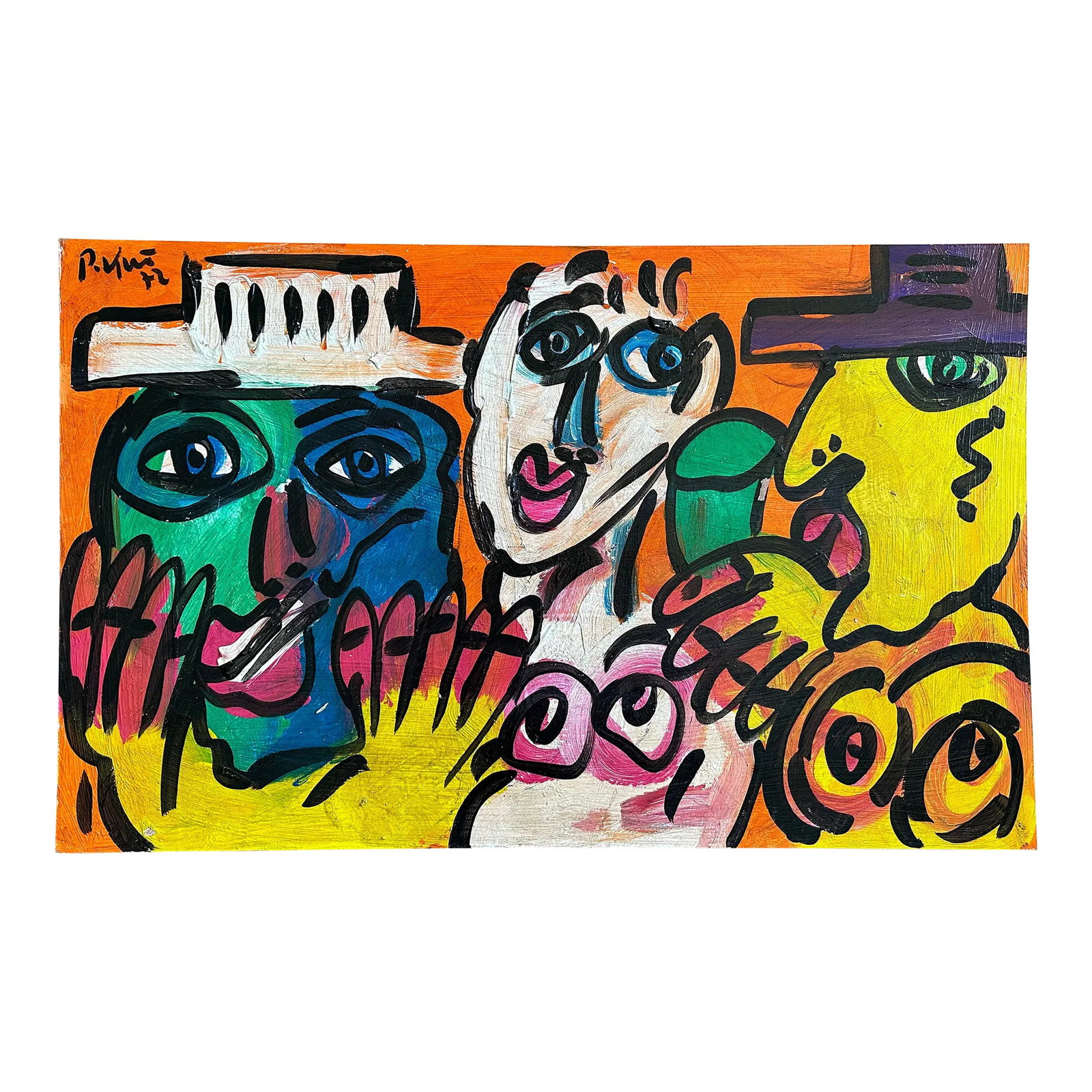 Titled, Peter Keil, 1972: Peter Keil is a German artist who focuses primarily on abstract expressionism. Keil painted with some of the greats, including Joan Miró, Pablo Picasso, and Andy Warhol, to name a few. This is