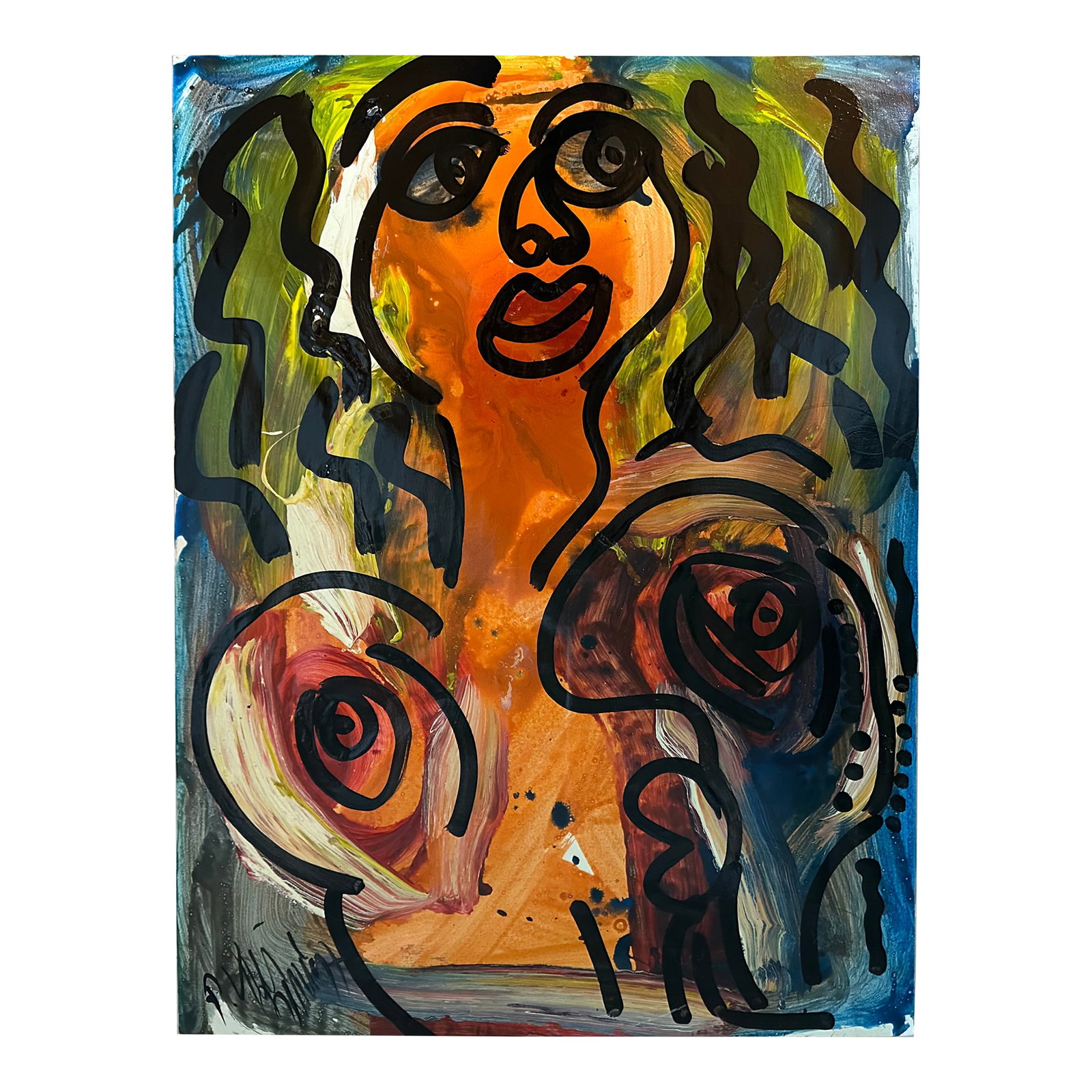 Paris Bar Berlin, Peter Keil, 1997: Peter Keil is a German artist that focuses primarily on abstract expressionism. Keil painted with some of the greats including Joan Miró, Pablo Picasso and Andy Warhol, to name a few. This is a