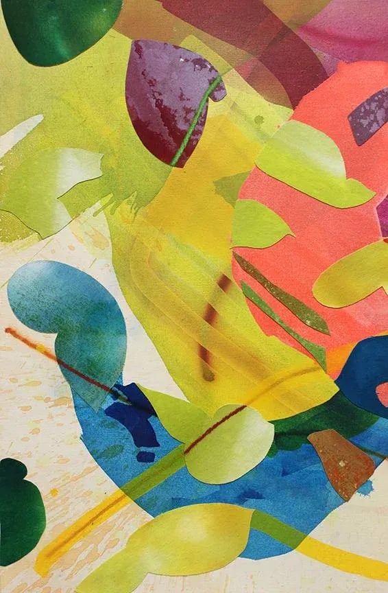 Vanilla Bean Original Abstract Mixed-Media Collage Painting by Mel Rea - 3