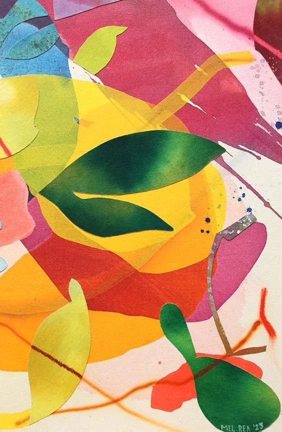 Vanilla Bean Original Abstract Mixed-Media Collage Painting by Mel Rea - 5
