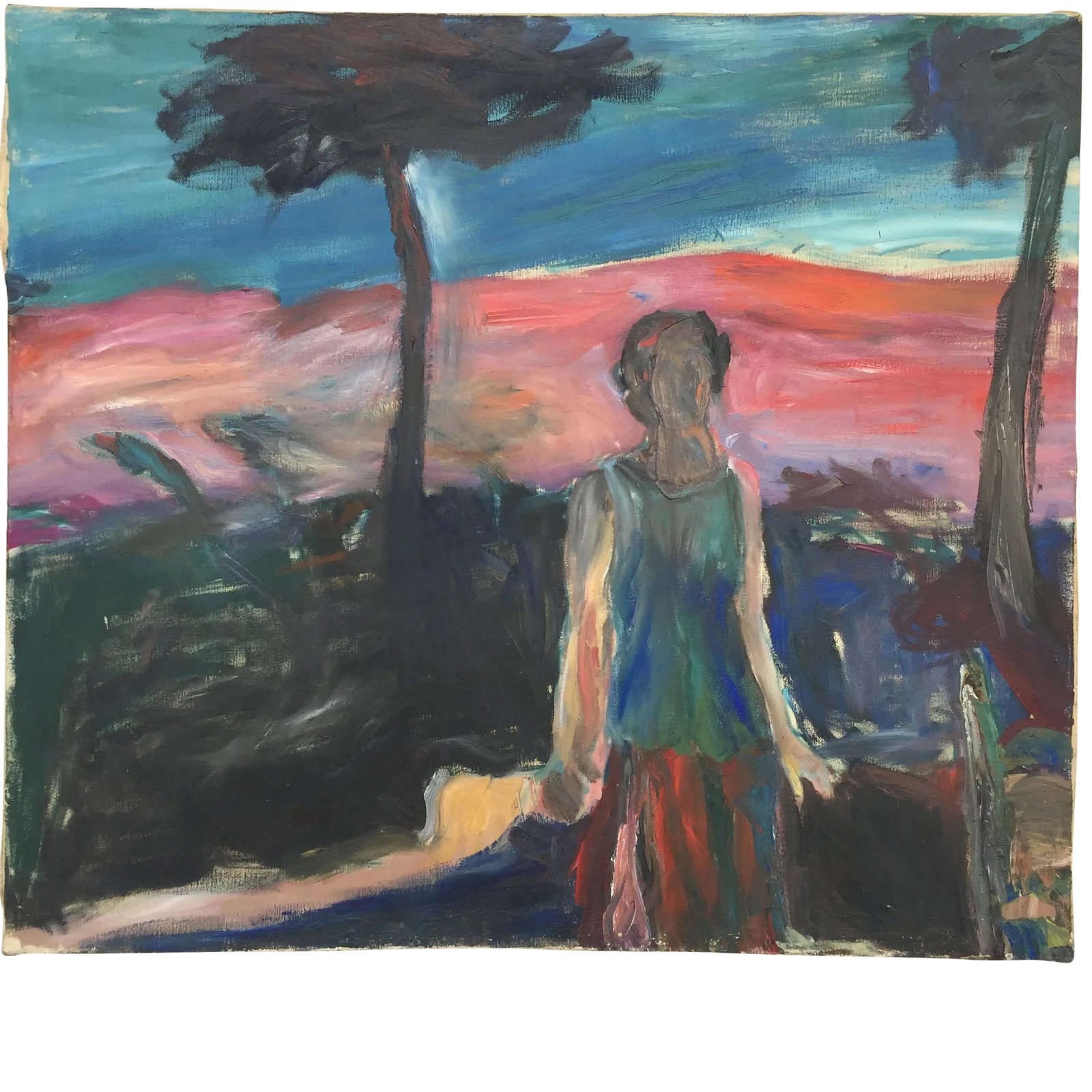 1960s Expressionism Oil Painting on Canvas