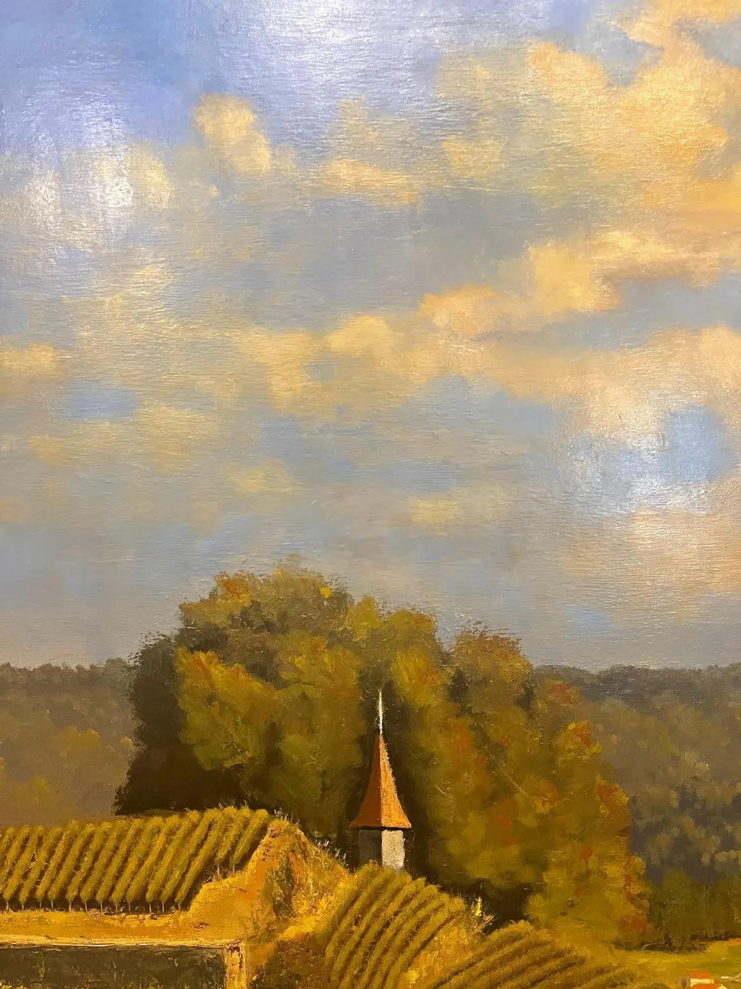 Framed Oil Painting on Linen "Red Tile Roof, St. Emilion, Bordeaux" by Mark Sylva - 12