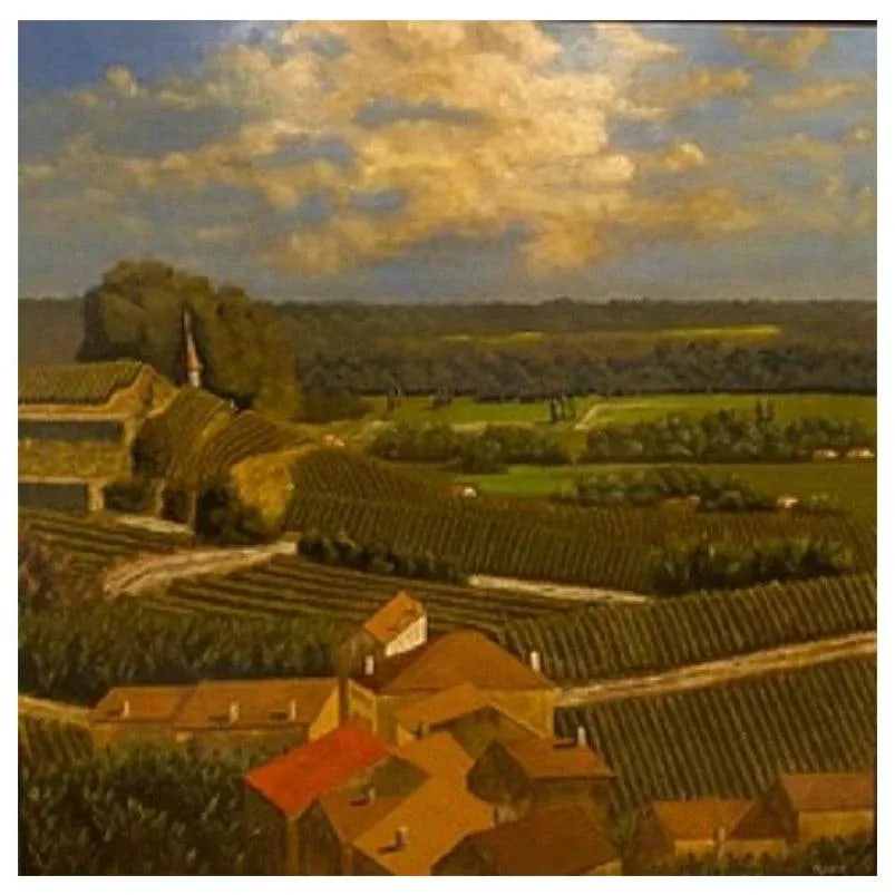 Framed Oil Painting on Linen "Red Tile Roof, St. Emilion, Bordeaux" by Mark Sylva - 2