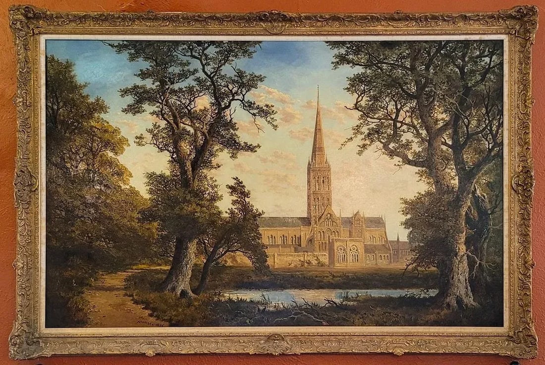 Salisbury Cathedral' Oil on Canvas by Edmund John Neimann 1876 - 2