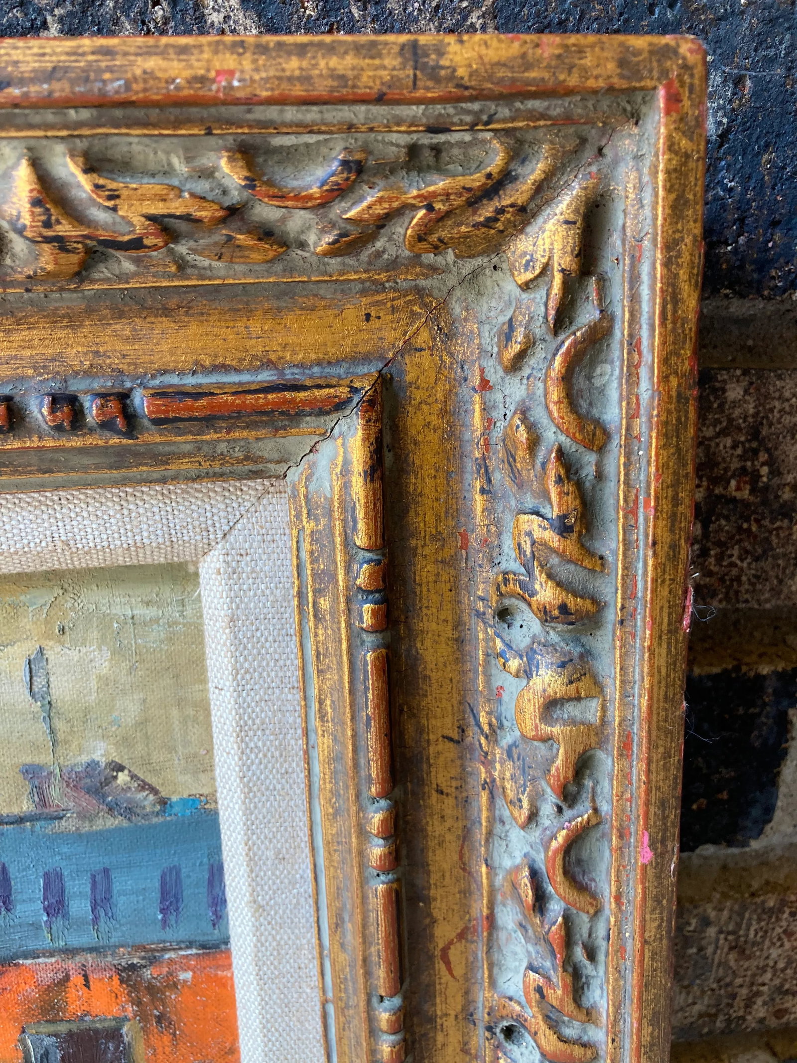 Jean Kalisch Modern Sea Harbor View / Boats Oil Painting Mid Century Gold Gilt Frame - 8