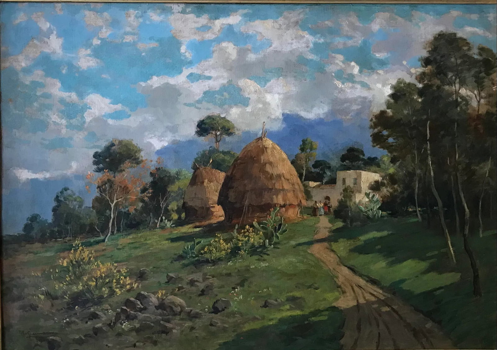 Village of Vesuvio, Italy, C. 1925 by Ilio Giannaccini, Oil on Canvas - 2