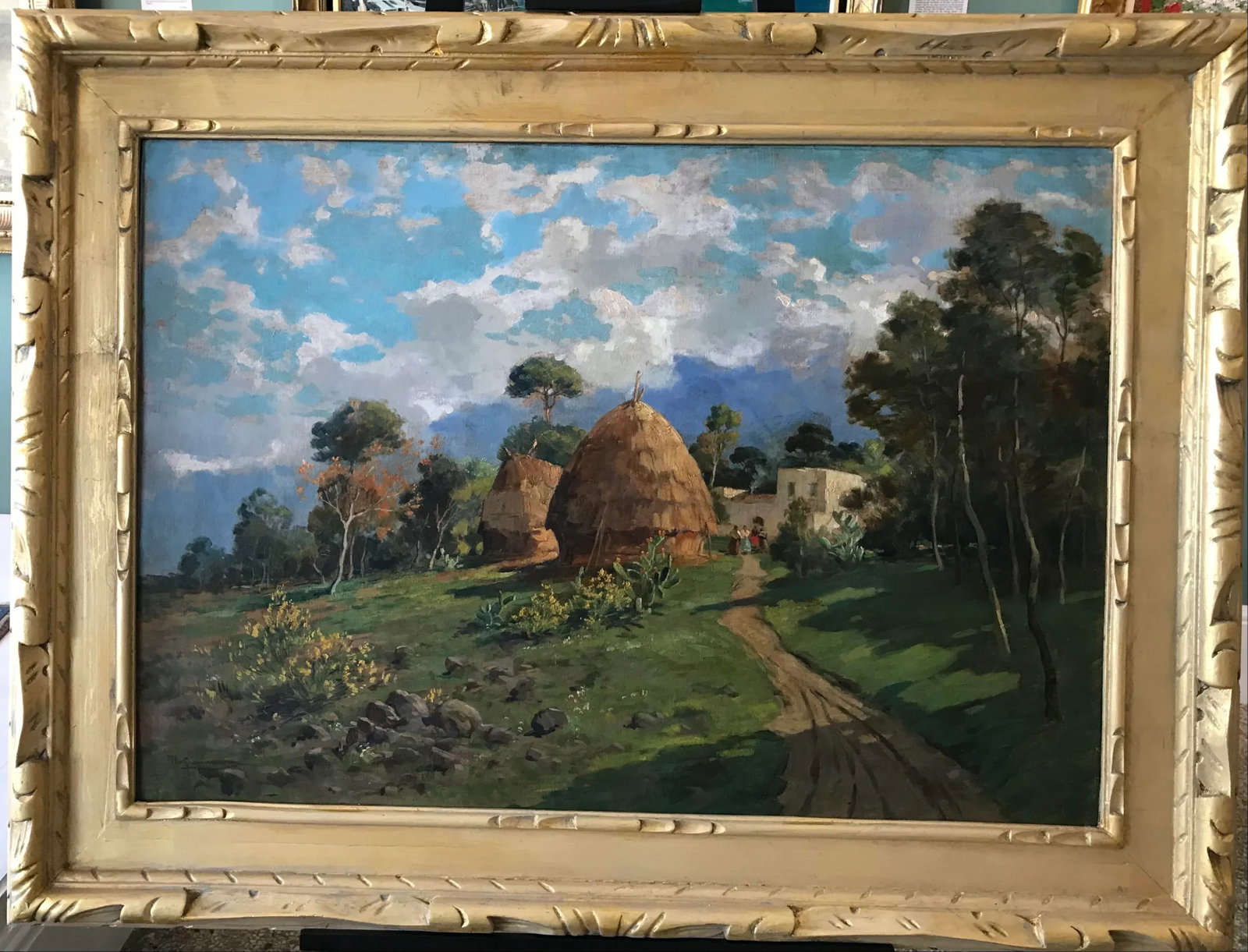 Village of Vesuvio, Italy, C. 1925 by Ilio Giannaccini, Oil on Canvas - 4