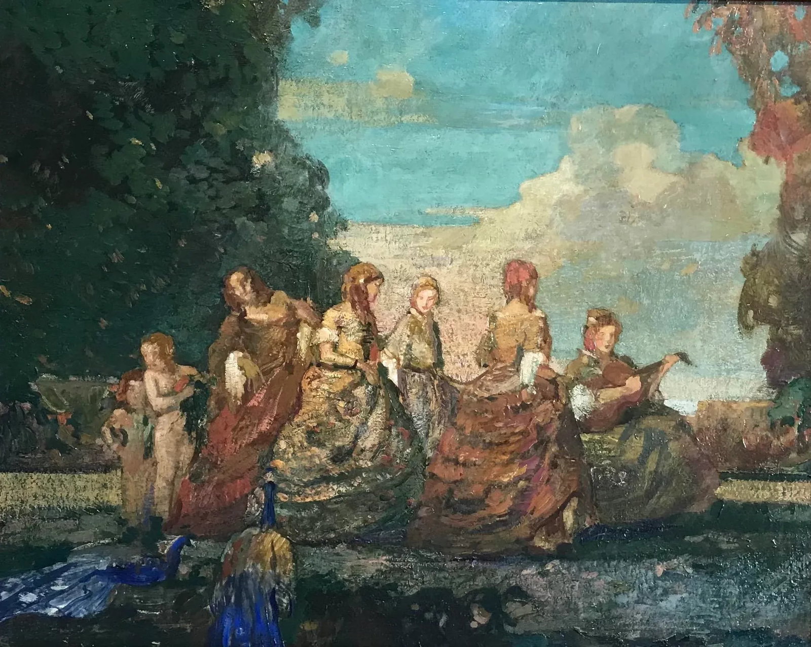Madrigals Figurative Oil Painting on Wood Panel by Ettore Caser, C. 1925 - 2