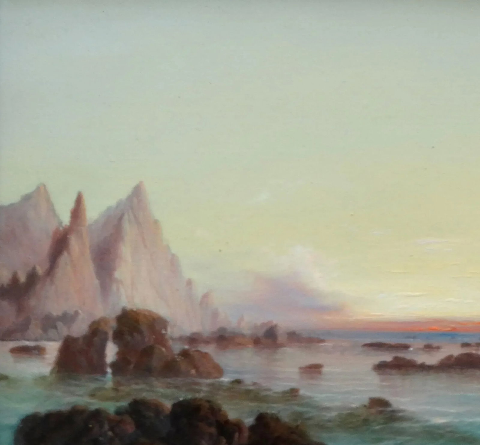 Thomas Hart F. S. A. 1830-1916 'Rocky Seaside View at Sunset' - 3