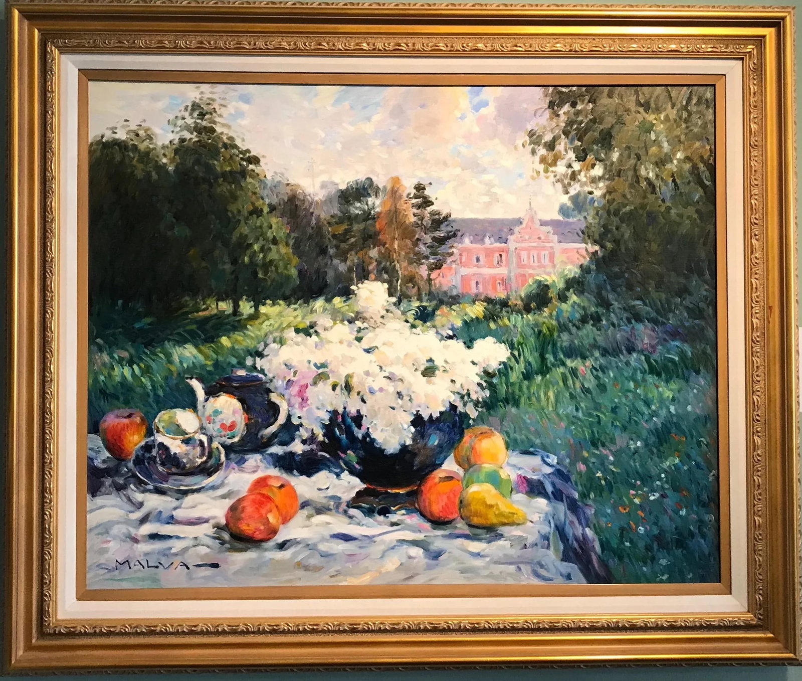 Still Life in a Country House Setting 1980's Painting by Malva - 4