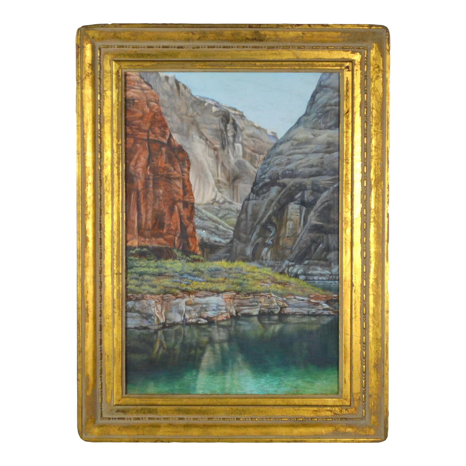 P. A. Peggy Jones "Beyond the Rainbow" Pastel Landscape Painting Signed: We are big fans of the work of contemporary artist P. A. ( Peggy ) Jones. Her work is beautiful and luminescent and evokes a modern Luminist treatment of a Hudson River School approach to light and