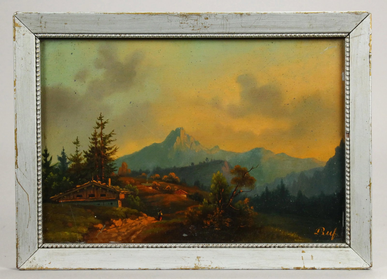 19th Cen. German School Pair Oil on Tin Tyrolean Landscapes, Signed & Dated 1887 - 3