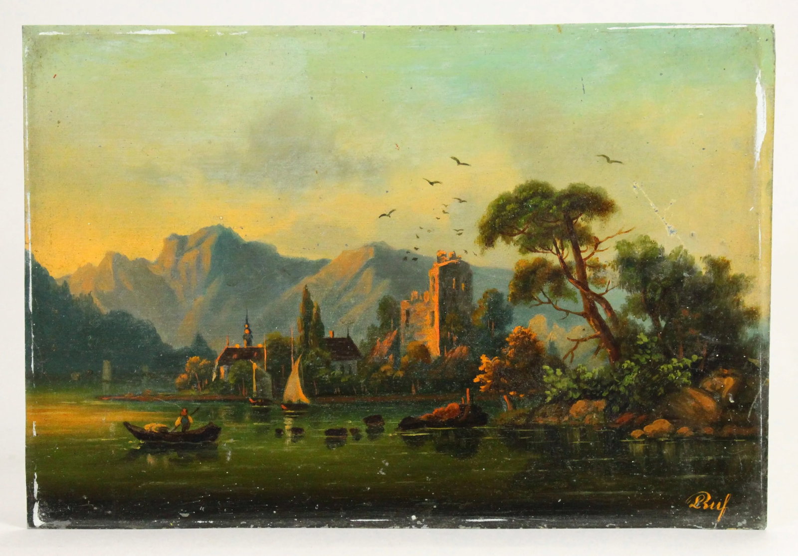 19th Cen. German School Pair Oil on Tin Tyrolean Landscapes, Signed & Dated 1887 - 8