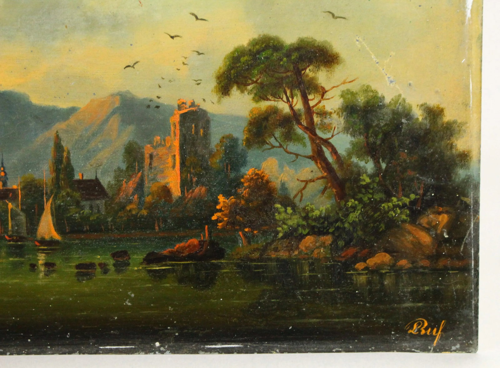 19th Cen. German School Pair Oil on Tin Tyrolean Landscapes, Signed & Dated 1887 - 9
