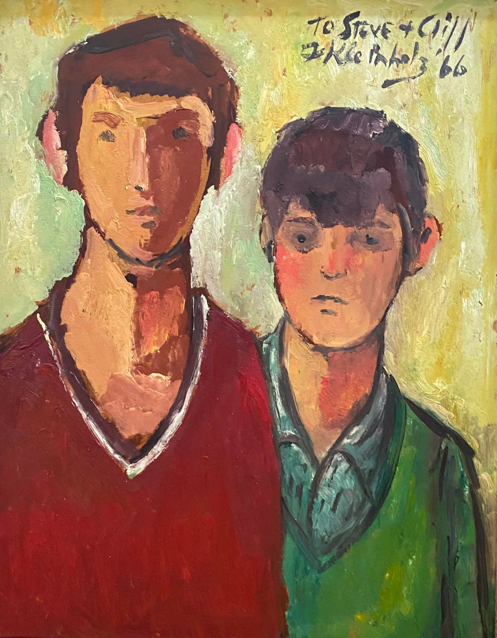 1966 Frank Kleinholz Two Boys Oil on Canvas - 3